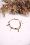 Women's Bracelet Double Chain with Pendants Gold Charming