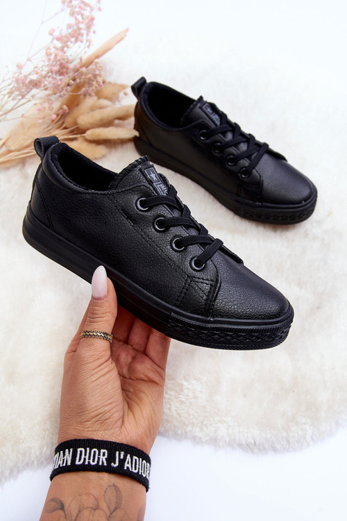 Kids' Leather Trainers Black Poliana
