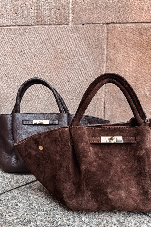 Bag Made of Natural Suede Chocolate Fiorenza