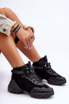 Women's Suede Sport Shoes with Chain Black Tymagio