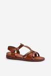 Women's Flat Sandals Made of Eco Leather Sergio Leone SK071H Brown