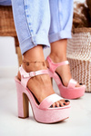 High Pink High Heels Sandals Velvet HighShoes