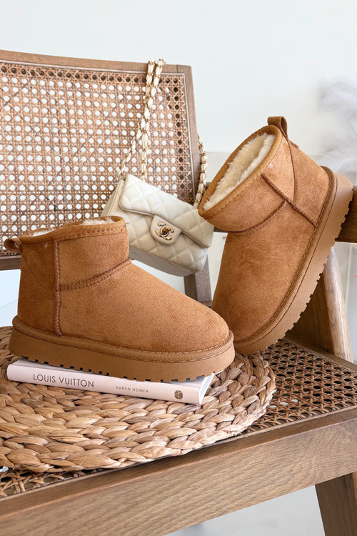 Children's Youth Snow Boots Lined with Fleece Camel Mireya