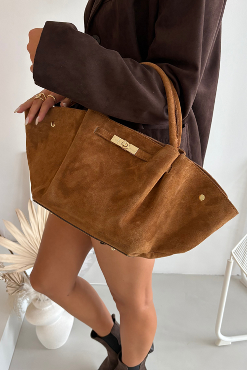 Bag Made of Natural Suede Camel Fiorenza