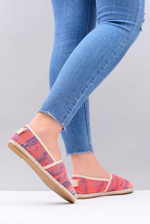 Lu Boo | Women's Slip-on Linen Espadrilles Aztec Coral Bimbi.