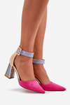Sandały Obcas Słupek Szpiczaste Noski Fuksja Gekkaria