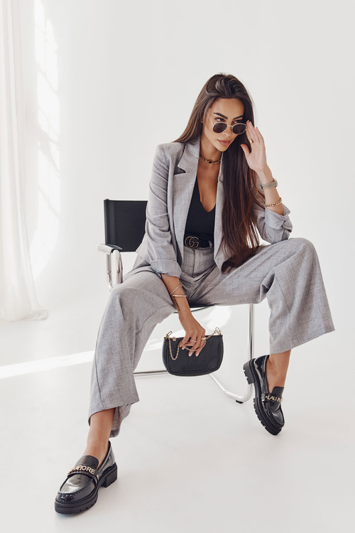 Półbuty Loafery Lakierowane Literki La.Fi 210001B-NL Czarne