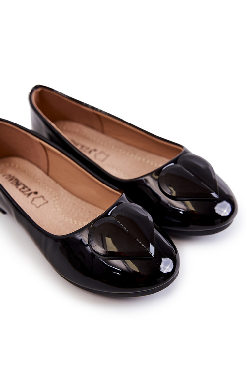 Lacquered Children's Ballerinas With Heart Black Corty