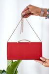 Elegant Clutch Bag With Chain Red