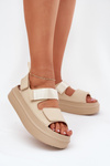 Women's Platform Sandals With Velcro Beige Nitepira