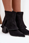 Women's Block Heel Boots with Turned Up Shaft Black Idalia