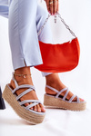 Sandals On A Braided Platform Blue Crazy In Love