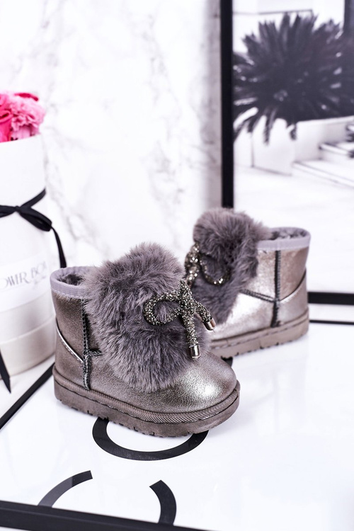 Children's Snow Boots Insulated With Fur Dark Grey Aurora