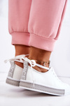 Women's Leather Sneakers White and Grey Mikayla