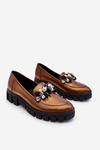 Women's Loafers On The Platform Laura Messi 2392 Dark Gold