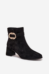 Women's ankle boots on heel with gold buckle black Calissa