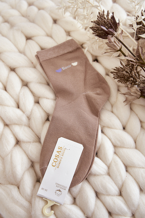 Women's Plain Cotton Cosas Socks Beige