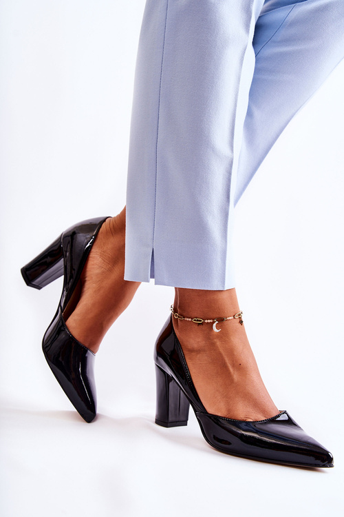 Fashionable Laquered Pumps On A Bar Black Emotion