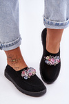 Women's Slip-On Sneakers with Stones Black Simple