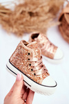 Children's Sneakers With Glitter Gold Ally
