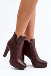 Brown ankle boots with high heel and zippers Inezma