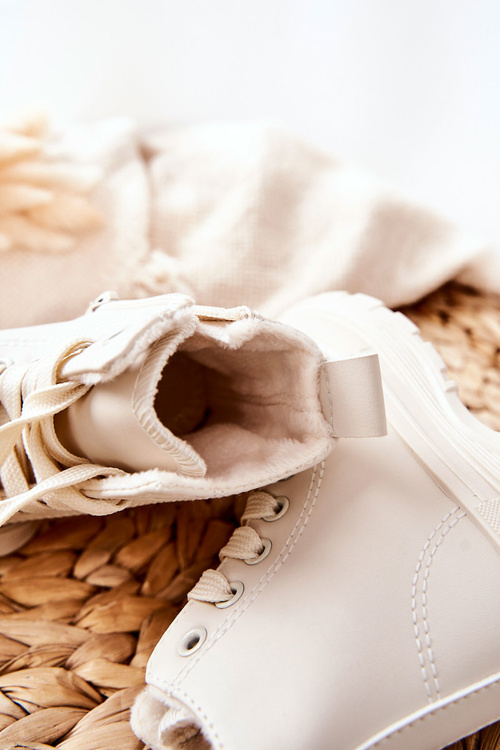 Children's Leather Insulated Sneakers Light Beige Bomi