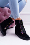 Lu Boo Women's Black Suede Sneakers with Iridescent Monica Chains