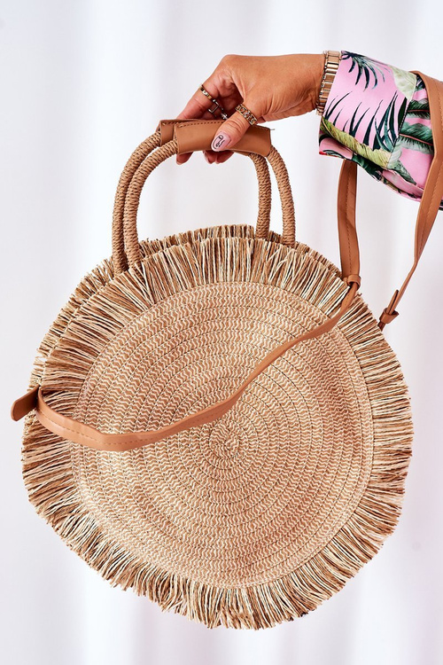 Braided Round Bag BRUNO ROSSI Beige