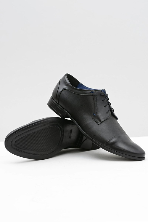 Skórzane Męskie Wizytowe Czarne Półbuty Leopoldo