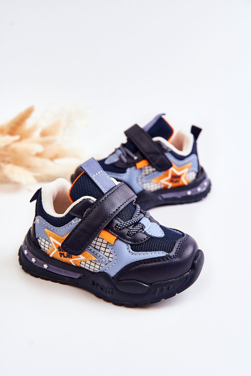 Buty Sportowe Dziecięce Lekkie Rzep Granatowe Mobby