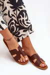 Women's Flat Sandals With Cutouts Dark Brown Salyra