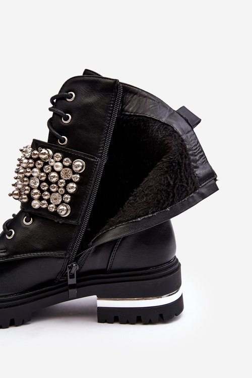 Women's insulated work boots decorated black Lennen