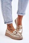 Zazoo 10141 Leather Platform Moccasins with Gold Decoration