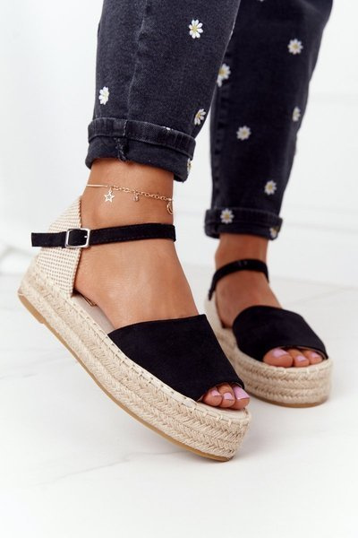 Sandals On A Braided Platform Black Megara