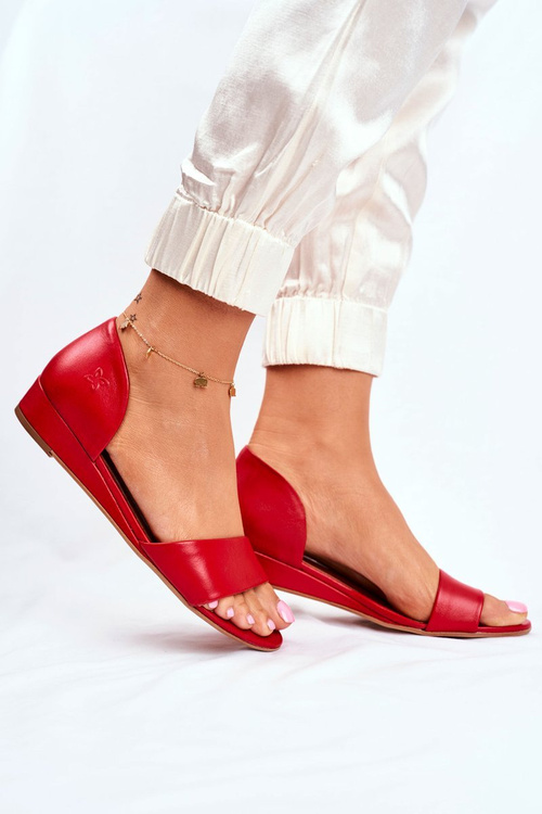 Women's Sandals Maciejka Leather Red 1971 Nomara