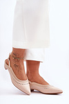 Leather Ballet Flats with Studs Beige Laroshe