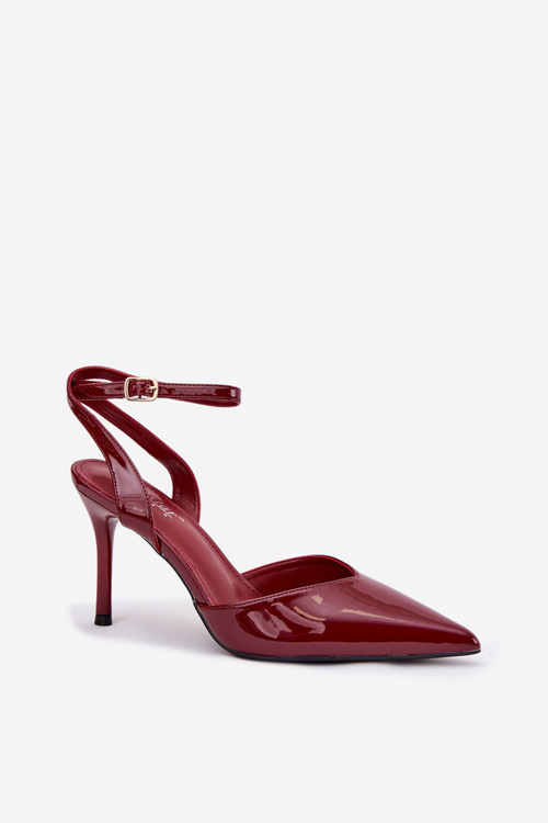 Lacquered high heels with open heel Bordeaux Laretta