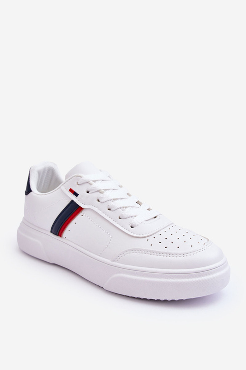 Men's Classic Sport Shoes White and Navy Enrique