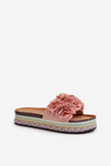 Women's Platform Sandals Adorned with Flowers Pink Nodina