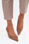Women's High Heels with Decorative Detail Dark Beige Amelora