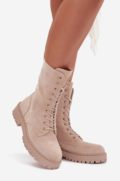 Women's Workery Boots Lined Beige Marvielle