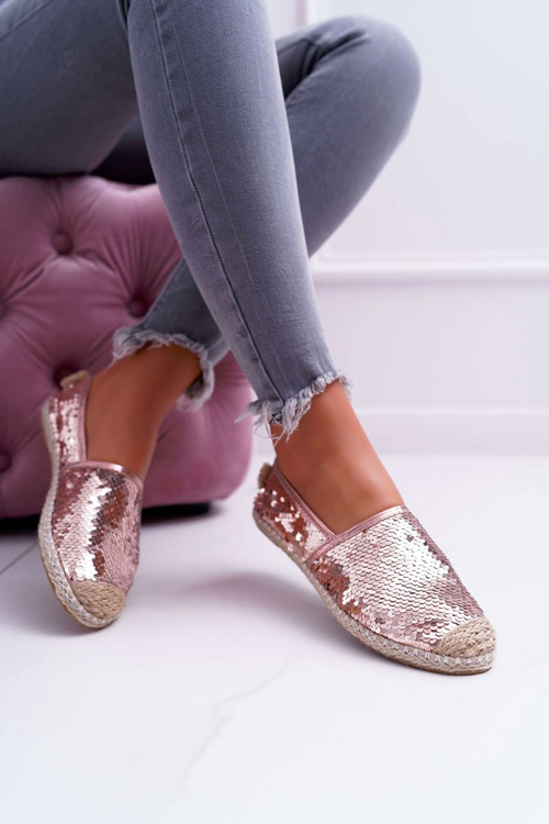 Espadryle Damskie Lu Boo Różowe Cekiny