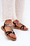 Flat Women's Sandals With Decorations Artiker 54C1334 Black