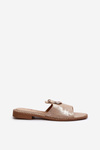 Elegant Shiny Women's Slippers with Decoration S.Barski KV27-032 Gold