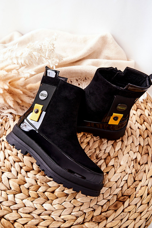 Children's Boots Lacquered Suede Black My Lovely