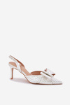 Embellished Heels With Open Back And Bow White Nilandriela