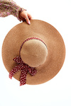 Fashionable Hat With Material Bow Beige