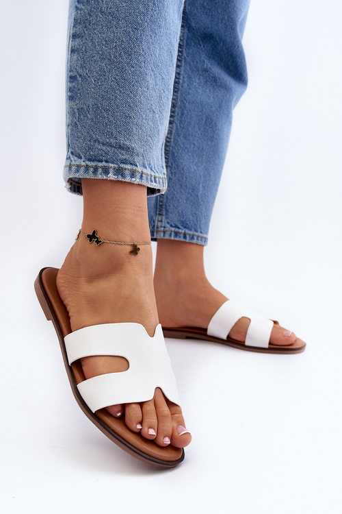 Women's White Cutout Slippers Lumossa