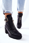 Boots On High Heel With Buckle Black Clive