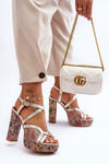 Leather Heels Sandals Maciejka 06084-25 gold